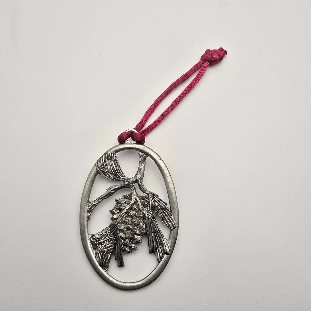 Seagull Pewter Pinecone Ornament Silver 1993 Vintage Nature Gorpcore Cabincore